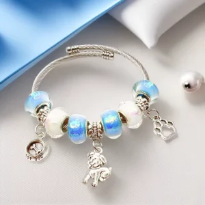 Cute Dog Pendant Alloy Beaded Bracelet Playful Charm Chain Fashion Unisex Jewelry