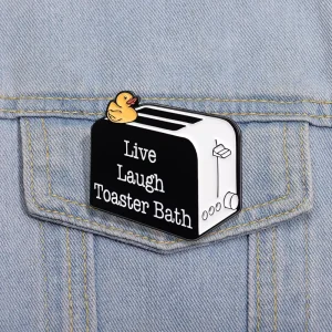 Cute Duck Toaster Enamel Pins Funny Bread Maker Brooches Clothes Lapel Badge Jewelry Gift for Kids Friends
