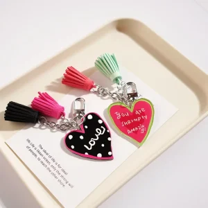 Cute Eco Friendly Acrylic Heart Shaped Digital Photo Keychain Pendant Cute Cartoon Bag Charm Gift