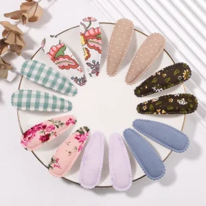 Cute Fabric Bb Barrettes Solid Snap Hair Clip Baby Girl Infant Lace Embroidery Hairpin Handmade Hair Clips for Girls