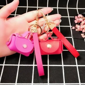Cute Fashion Women PU Leather Bag Key Chains Creative Small Coin Purses Keyring Car Key Bag Pendant Luxury Purse Keychain Wallet