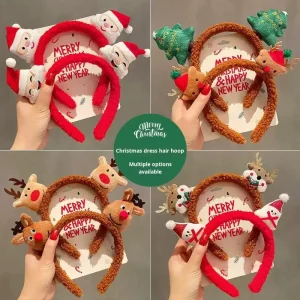 Cute Fashionable Christmas Reindeer Headband for Kids Plush Snowman Hair Accessory