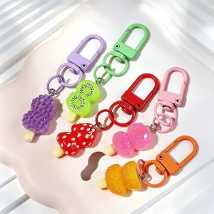 Cute Fruit Keychain Cartoon Design Bag Charm Small Gift Daily Decor Accessory