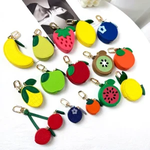 Cute Fruit Shaped Coin Purse Mini Storage Bag Keychain Pendant Fashion Jewelry Organizer Bag Charm for Women