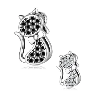Cute Gentleman Cat Beads Authentic 925 Sterling Silver Animal Charm for Reflexions Bracelets Women Jewelry Making Accessories
