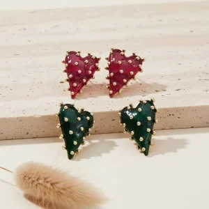 Cute Heart shaped Strawberry Earrings Exclusive Fashionable and Unique Ear Accessories