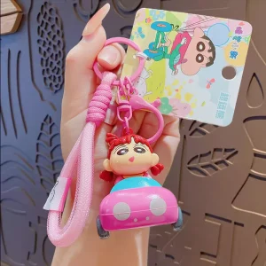 Cute High Quality Cartoon Shin chan Electroplated PVC Keychain 3D Shape Fashion Trend Car Key Ring Backpack Pendant