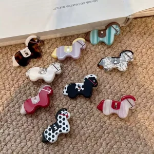 Cute Horse Hair Clip with Rhinestone Hairpins Bang Clips Side Barrettes Custom Hair Clip Horse Elements Hair Accessories