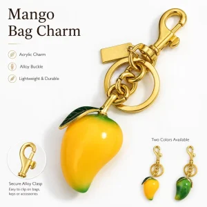 Cute Ins Style Drip Glue Resin Mango Fruit Keychain Bag Pendant Charm Keyring Handbag Hanging Accessory Gift RTS