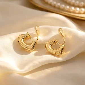 Cute Jewelry High Polished Gold Plated Brass Geometric Trendy Hoop Clip on Non Pierced Earrings
