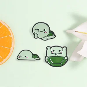 Cute Kawaii Turtle Enamel Pin Set Adorable Cartoon Tortoise Brooch For Backpack Decoration
