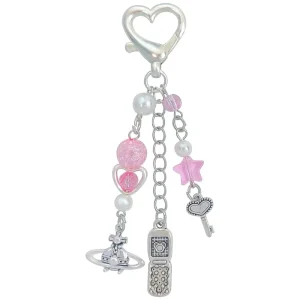 Cute Keychain Aesthetic Y2K Keychain Accessories Heart Butterfly Strawberry Bear Key Chain for Keys Bags Women Gifts