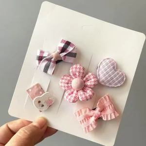 Cute Korean Fabric Flower Hair Clips Non Slip Baby Girl Kids Princess Hair Accessories Toddler Bangs Side Clip Hair Decor