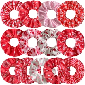 Cute Love Hair Ropes Valentine’s Day Casual Fashion Red Hearts Hair Scrunchies Soft Elastic Hair Bands Ponytail Holder for Women