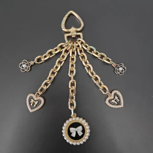 Cute Luxury Metal Chain Charm Pearl Bow Key Chains Accessories Bag Pendant for Bag Decoration Accessory
