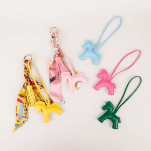 Cute Luxury PU Leather Pony Bag Charm Fashion All Match Car Pendant Accessories Gift