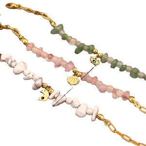 Cute Muti Natural Stone Beads Pendant Couple Style Light luxury High end Bracelet Fashion Jewelry for Women