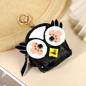 Cute Owl Shaped Coin Purse Suitable for Ladies and Girls Fashionable PU Leather Keychain Bag