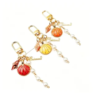Cute Pearl Shell INS Style Metal Pendant Creative Airpods Bag Decoration and Small Gift Bottle Opener Keychain
