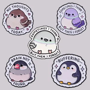 Cute Pigeon Enamel Brooches in Black Nickel Metal