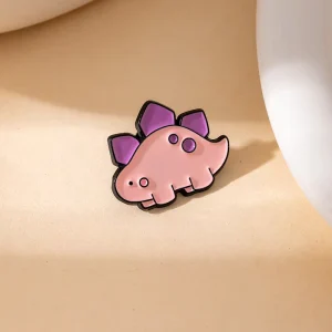 Cute Pink Stegosaurus Dinosaur Enamel Brooch Cartoon Animal Badge Pin Alloy Clothing Accessory