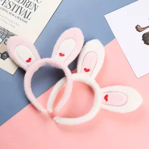 Cute Plush Cartoon Bunny Ears Hair Hoop Korean Fashion Soft Children Hair Accessories Little Girls Makeup Furry Cloth Headbands