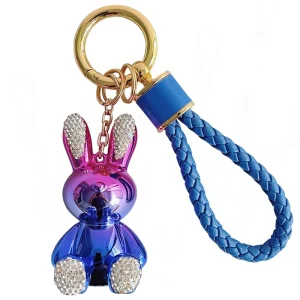 Cute Rabbit Custom Leather Charm Key Chain Accessories Key Ring Wristlets Key Chain Luxury Keychain