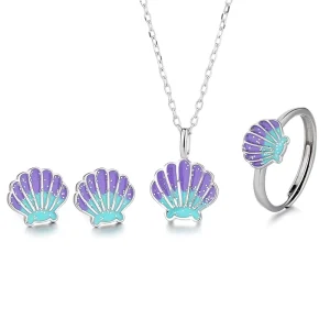 Cute Seaside Earrings for Shell Girl Pendant 925 Silver Jewelry Ring