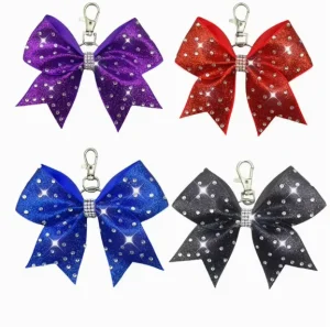 Cute Solid Color Bow Hair Clips & Bag Charms Sweet Christmas Glitter Leather Accessories for Kids
