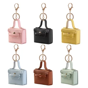 Cute Square Mini Keychain Bag Candy Colors Designer Pendant Backpack Hanger Car Decor Mini Handbag Keychain for Women