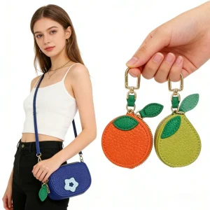 Cute Strawberry Keychain Coin Purse Mini Bag Charm Fruit Series Accessory For Handbags Promotional Business Gift