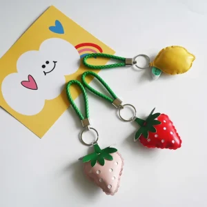 Cute Strawberry Lemon Keychain Pendant for Girls Wallet Car Keychain and Handbag Decoration