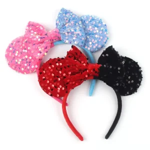 Cute Summer Kids Hair Accessories Shiny Bows Mouse Ears Headbands for Children Birthday Parties