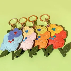 Cute Tag Bag Charm Holder Kawaii Flower PU Leather Handbag Pendant Exquisite Home Party Decoration Gifts for Women Girls