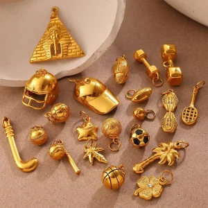 Cute Vintage 18k Gold Plated Pendant Handmade Versatile Charm Creative Accessories Stainless Steel Fashion Jewelry