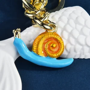 Cute Women’s Light Metal Keychain with UV Printed Snail Bag Charm Irregular Shape Fashion Style Accessory
