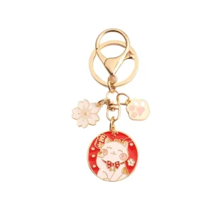 Cute and Trendy Lucky cat Keychain with Creative cat Paw Design Metal Charm for DIY Bags Car Keys Personalized Gift