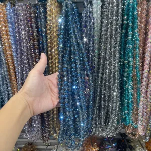Czech 8mm Glass Bead 96 Faceted Round Disco Crystal Glass Loose Beads Spacers Bulk Crystal AB for DIY Craft Jewelry Making