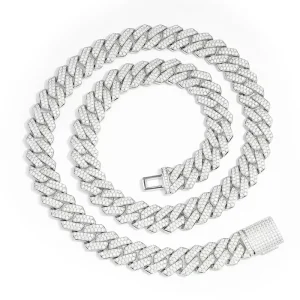 D VVS 10mm Iced Out Moissanite Cuban Link Necklace Custom Hip Hop Style Cuban Chain Moissanite