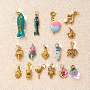 D505 Fashion 18K Gold Plated Stainless Steel Charm Necklace Pendant Flower Cat Heart Charm for Jewelry DIY Party Gift Wedding