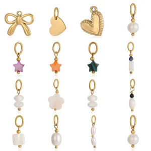 D806 Fashion Ins Charm Pendant with Loop Heart Star Stone Pearl Charm Pendant for Necklace Bracelet Making