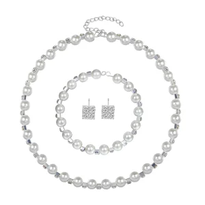 DBCA013 Fashion Jewelry Set Pearls Necklace Earrings Bracelet Set for Women