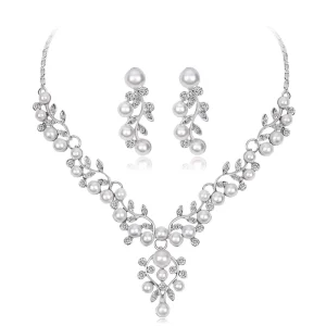 DBCA152 Fashion Pearl Jewelry Set Pearls Necklace Earrings Set for Women