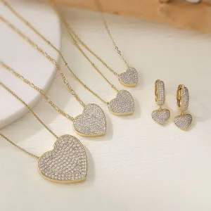 DE6421 Heart Necklace Heart Earrings Jewelry Set