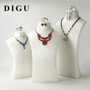 DIGU Realistic Human Neck Jewelry Display Stand Fashion Tray for Necklace Earrings Rings Display in Jewelry Stor