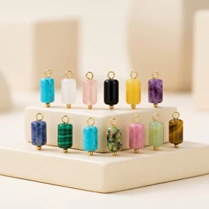 DIY Accessories Necklaces Jewelry Clothing Bags Decorative Pendants Cylindrical Tiger’s Eye Stone