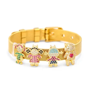 DIY Accessories Trendy Unisex Charm 10mm Stainless Steel 18K Gold Plated Mesh Chain Strap Watch Bracelet Zircon Fashion Gift