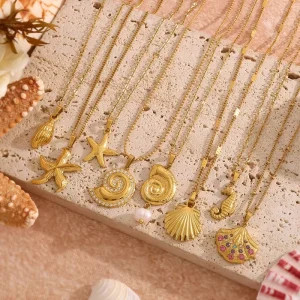 DIY Colored Diamond Ocean Wind Shell Pendant for Women