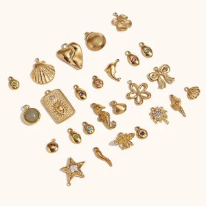 DIY Fashion Jewelry Accessories 14K Gold Plated Waterproof Stainless Steel Fashion Pendants & Charms for Necklace