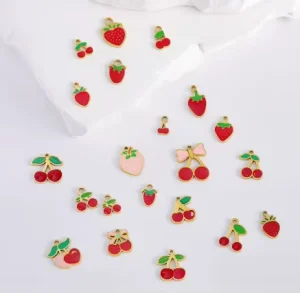 DIY Fashion Jewelry Hypoallergenic Stainless Steel Cherry Strawberry Pendant Accessories